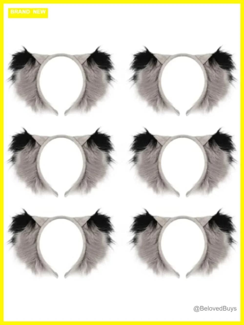 Set of 6 Faux Fur Wolf Ears Headbands for Costumes Parties Halloween Cosplay